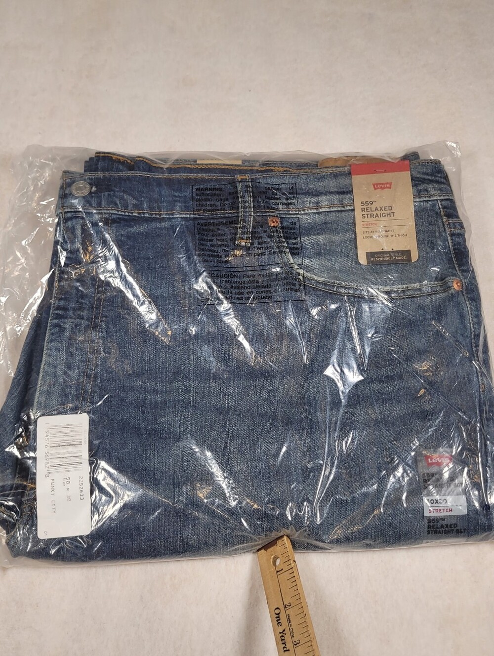 Men's Relaxed Jeans 50x30 Blue Levi's 559 Stretch Straight Leg Cotton Denim